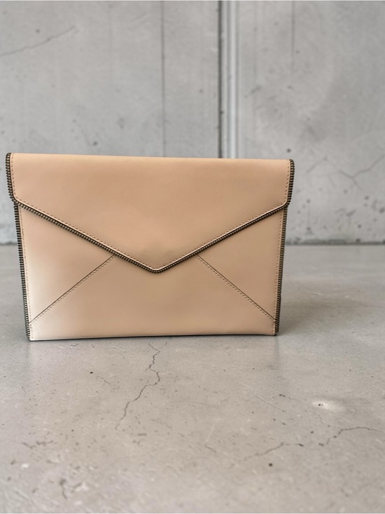 Rebecca Minkoff Handbags - Rebecca Minkoff Leo Envelope Clutch Blush Pink Saffiano Leather Zipper Trim